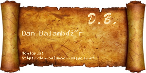 Dan Balambér névjegykártya